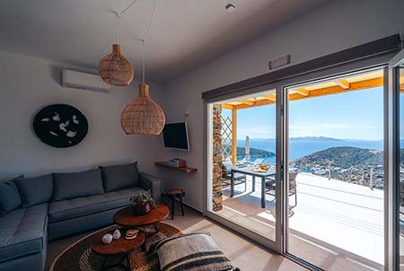 Spacious living room with sea views