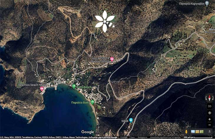 The location of Melianthos villas in Sifnos
